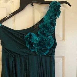 Womens Green Dress with Flowers Size L
